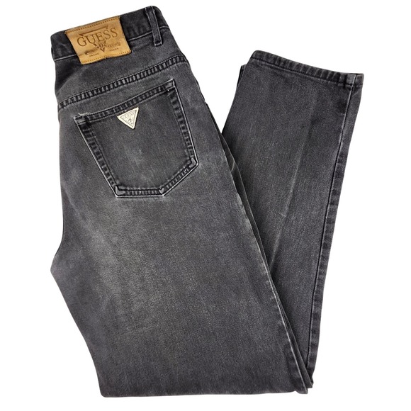 Guess Other - VTG Guess Jeans Mens 36 Faded Black Relaxed Tapered 2 Button Denim USA 90s 39075